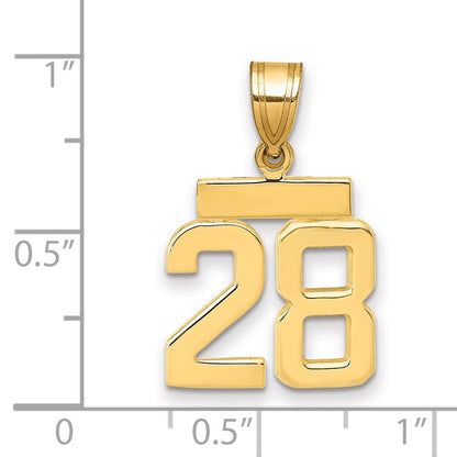 14K Gelbgold Kleiner Polierter Charm Zahl 28