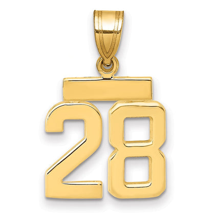 14K Gelbgold Kleiner Polierter Charm Zahl 28