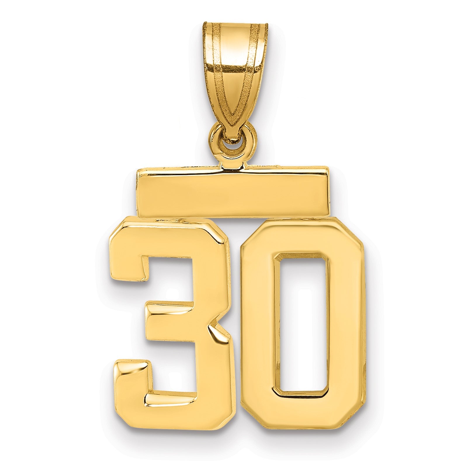 14K Gelbgold Kleiner Polierter Zahl-30-Charm