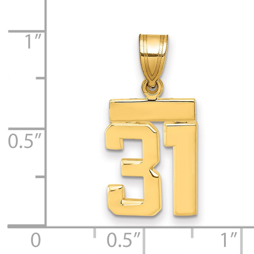 14K Gelbgold Kleiner Polierter Charm „Zahl 31“