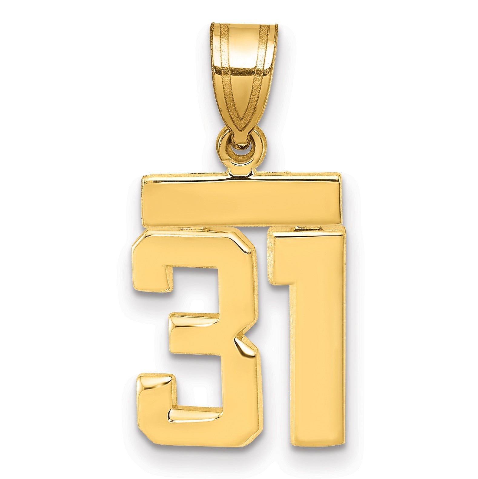 14K Gelbgold Kleiner Polierter Charm „Zahl 31“