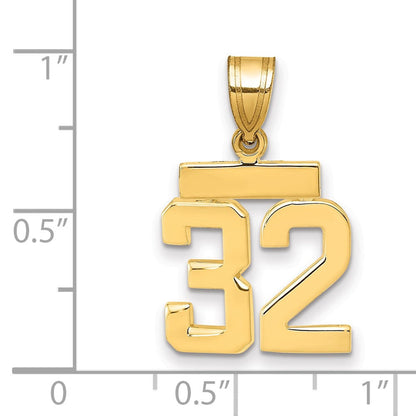 14K Gelbgold Kleiner Polierter Charm Zahl 32