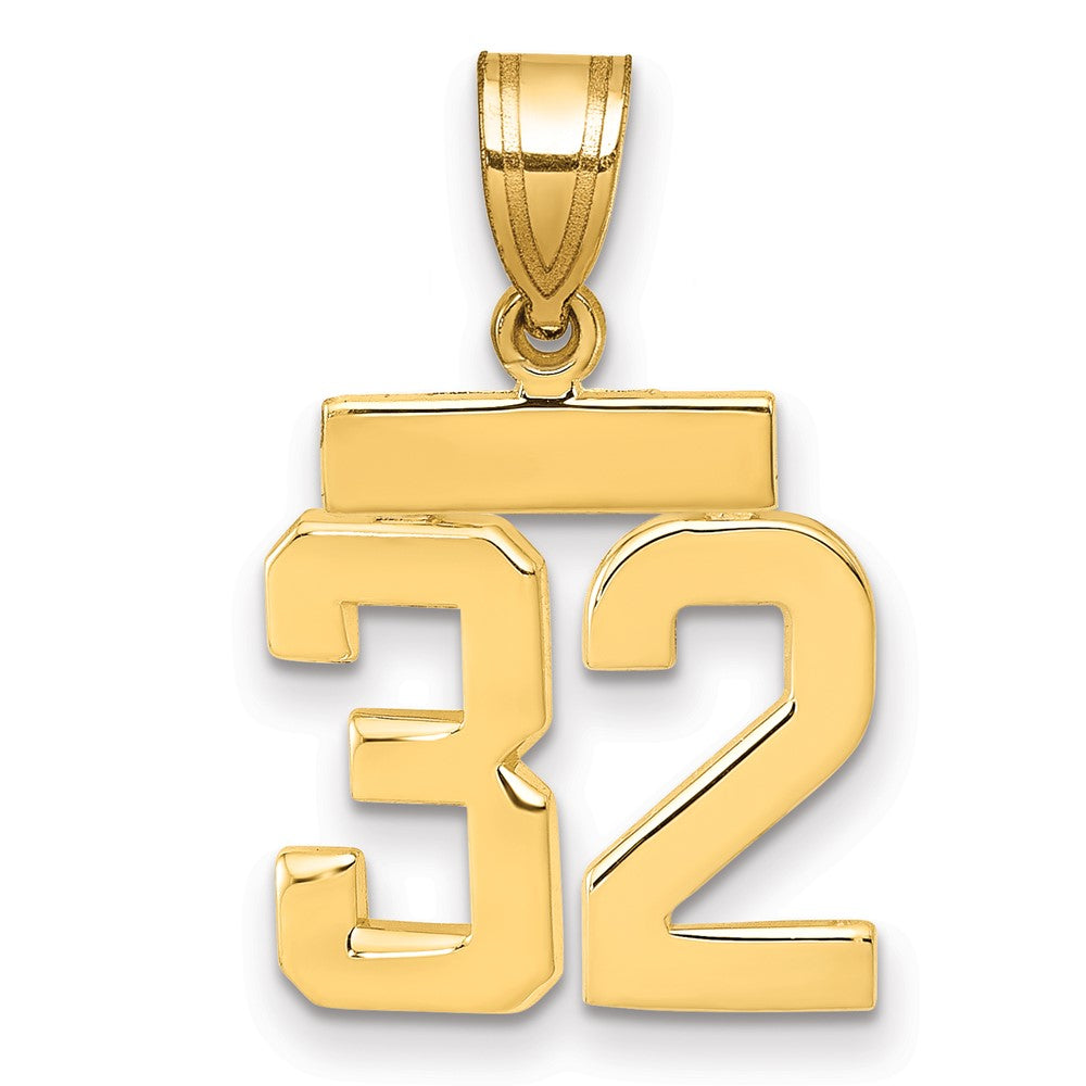 14K Gelbgold Kleiner Polierter Charm Zahl 32