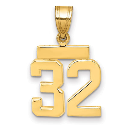 14K Gelbgold Kleiner Polierter Charm Zahl 32