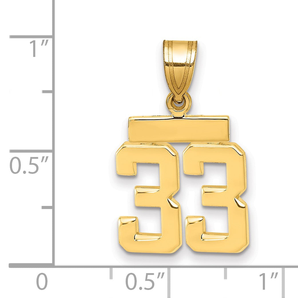 585 Gelbgold Kleiner Polierter Zahlenanhänger „33