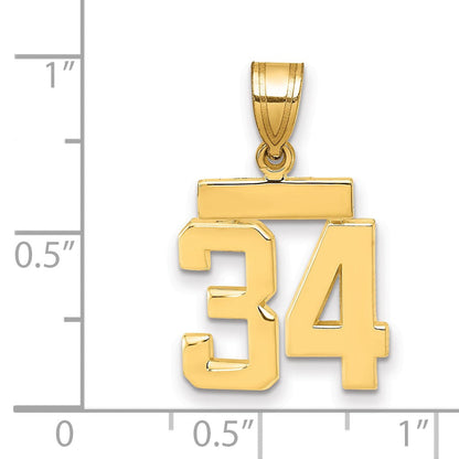 14K Gelbgold Kleiner Polierter Charm Nummer 34