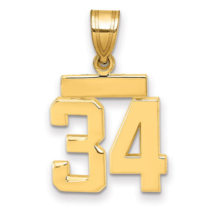 14K Gelbgold Kleiner Polierter Charm Nummer 34