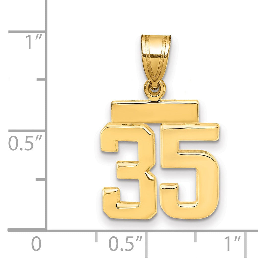 14K Gelbgold Kleiner Polierter Charm mit Zahl 35