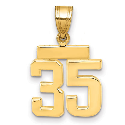 14K Gelbgold Kleiner Polierter Charm mit Zahl 35