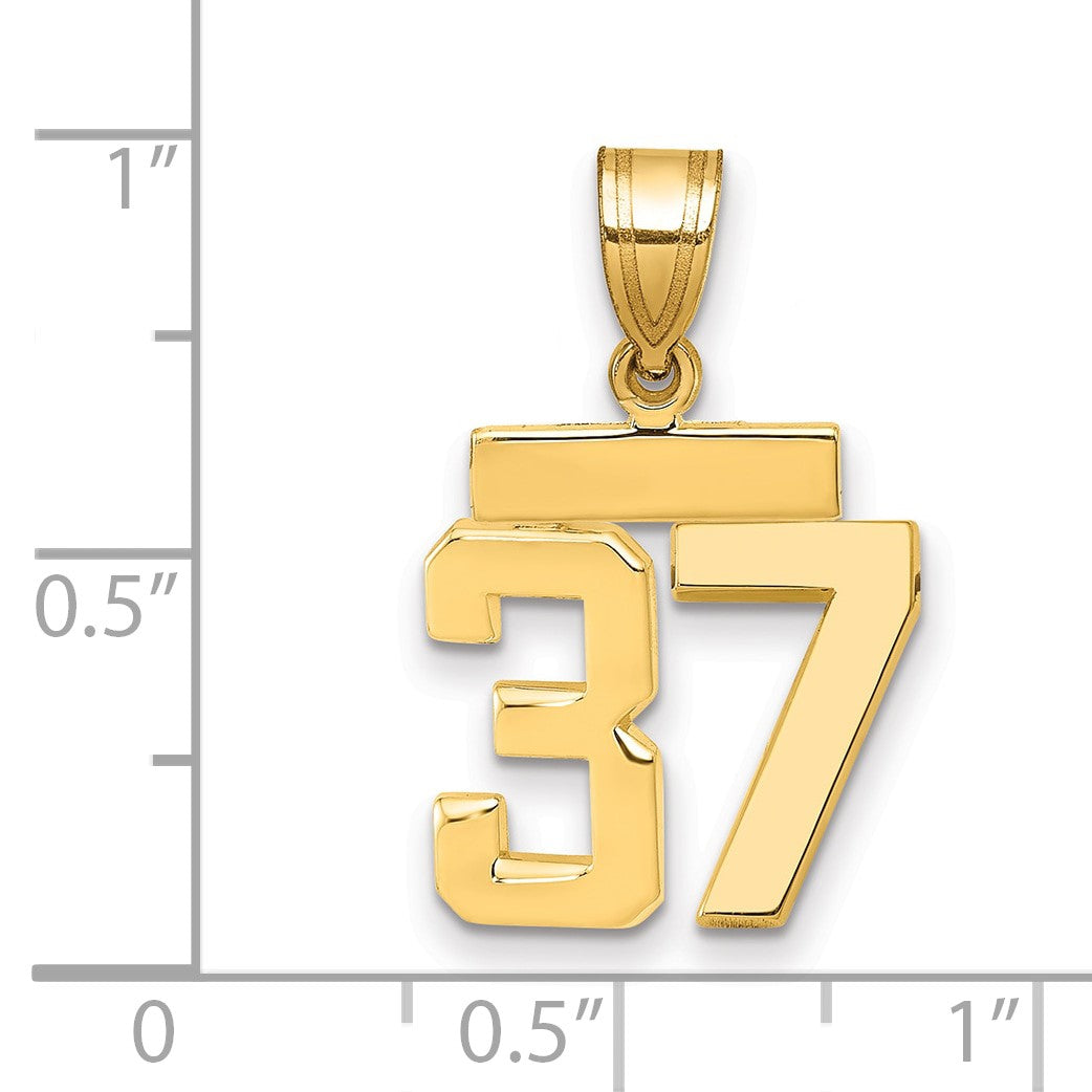 14K Gelbgold Kleiner Polierter Charm Zahl 37
