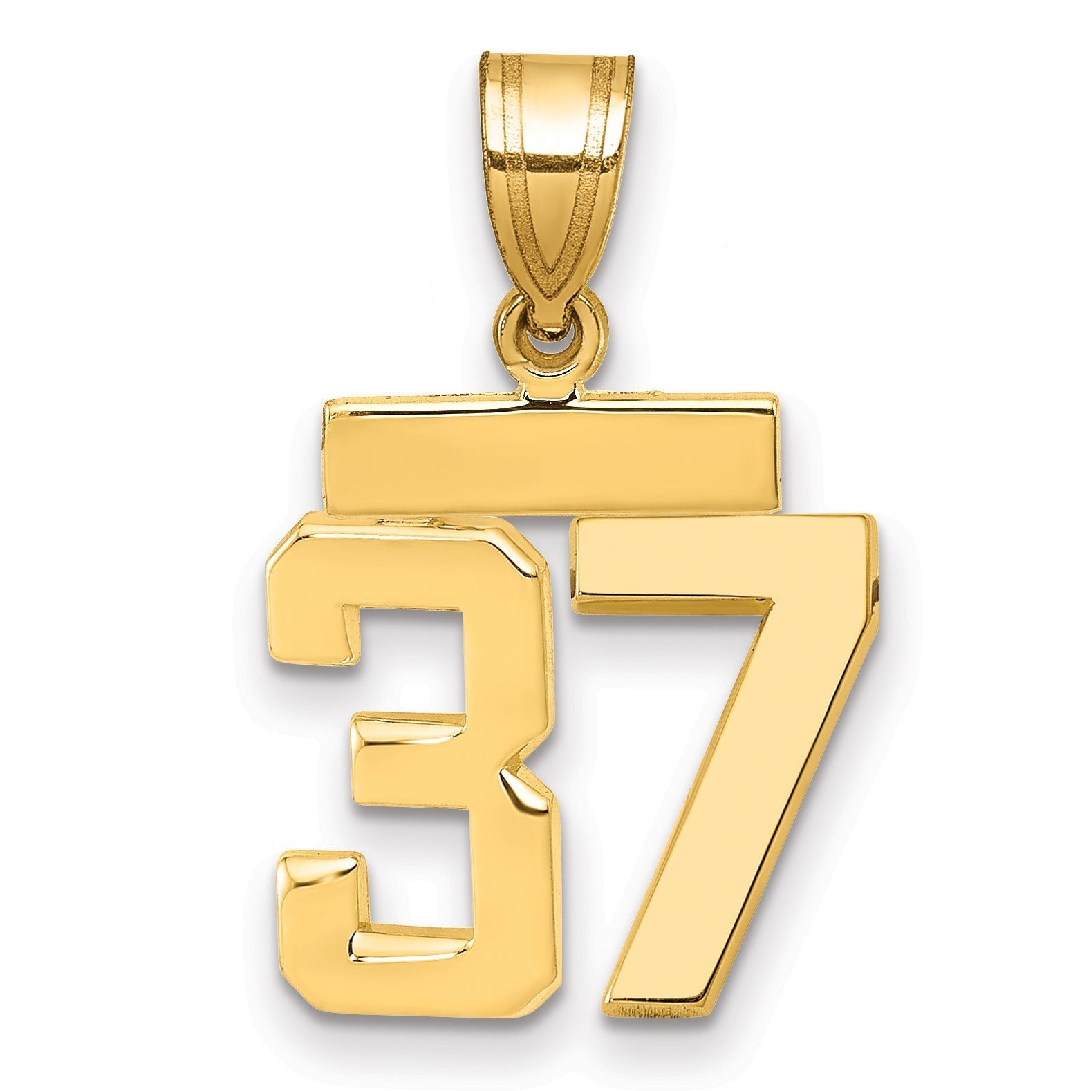 14K Gelbgold Kleiner Polierter Charm Zahl 37