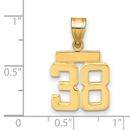 14K Gelbgold Kleiner Polierter Zahl-38-Charm