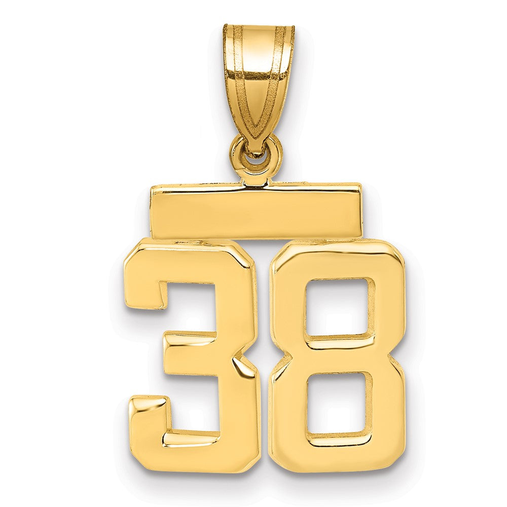 14K Gelbgold Kleiner Polierter Zahl-38-Charm
