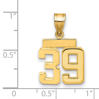 14K Gelbgold Kleiner Polierter Charm Zahl 39