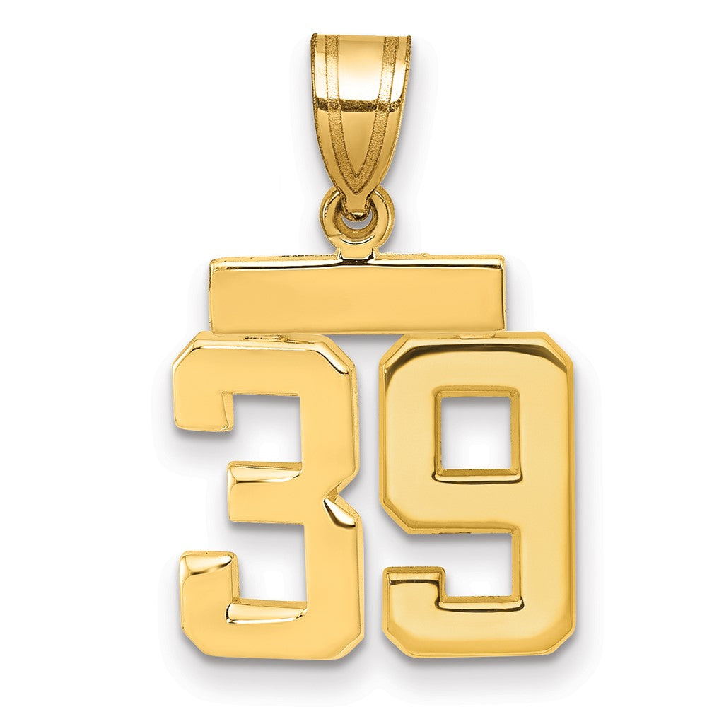 14K Gelbgold Kleiner Polierter Charm Zahl 39