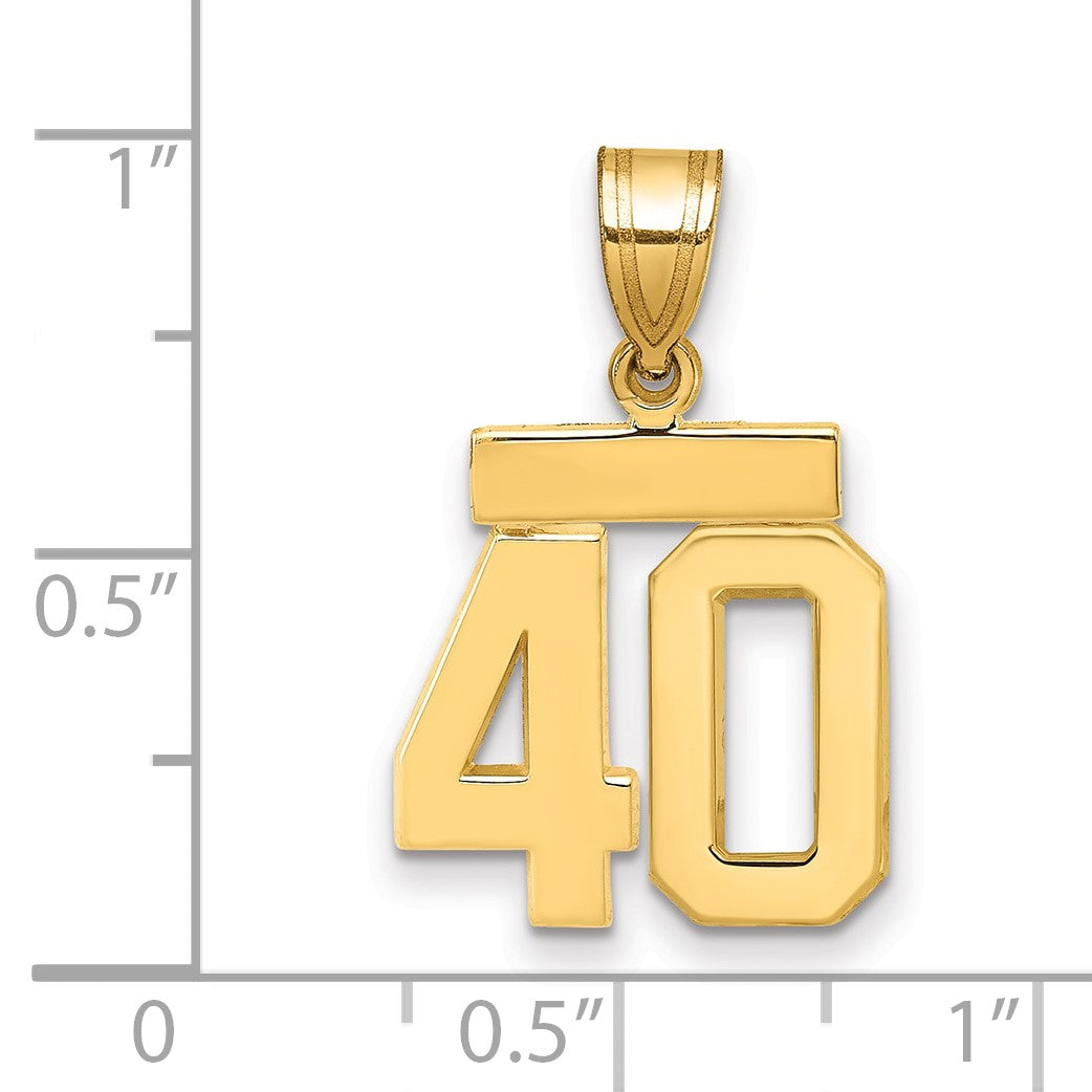 14K Gelbgold Kleiner Polierter Charm „Zahl 40