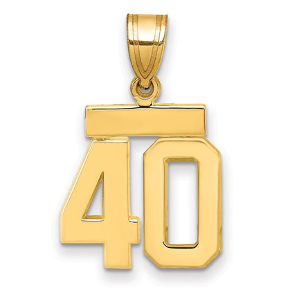14K Gelbgold Kleiner Polierter Charm „Zahl 40
