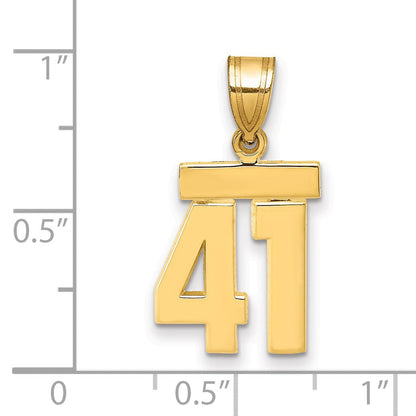14K Gelbgold Kleiner Polierter Charm „Zahl 41“