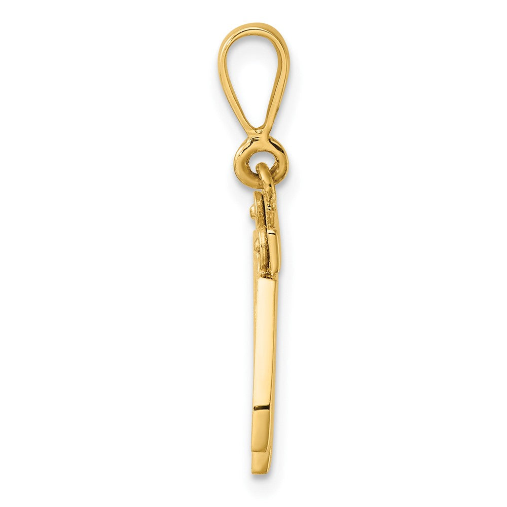 14K Gelbgold Kleiner Polierter Zahl-42-Charm