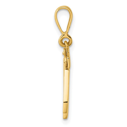 14K Gelbgold Kleiner Polierter Zahl-42-Charm