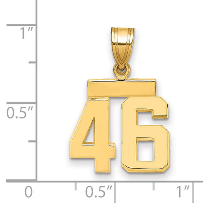 14K Gelbgold kleiner polierter Zahlen-Charm „46“
