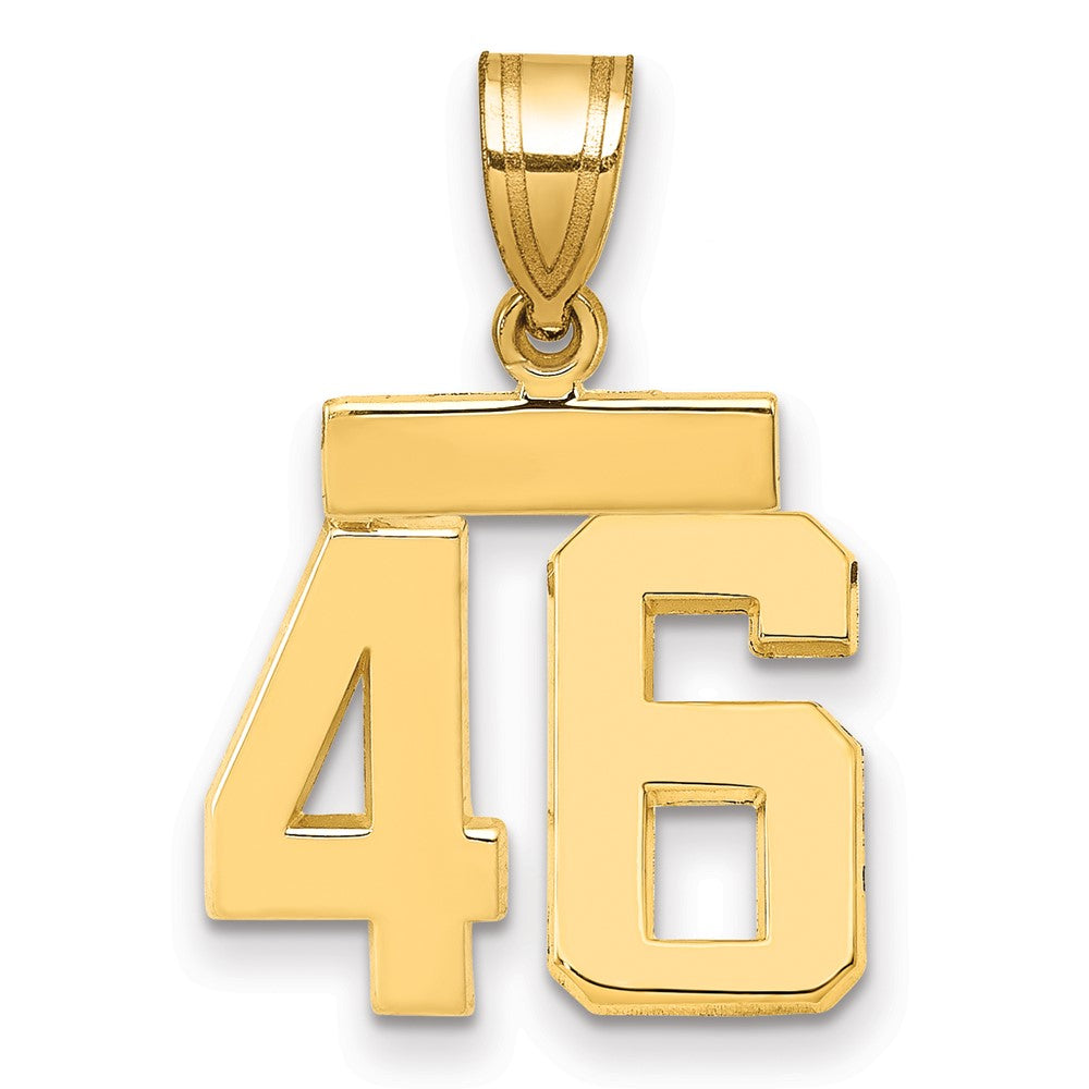 14K Gelbgold kleiner polierter Zahlen-Charm „46“