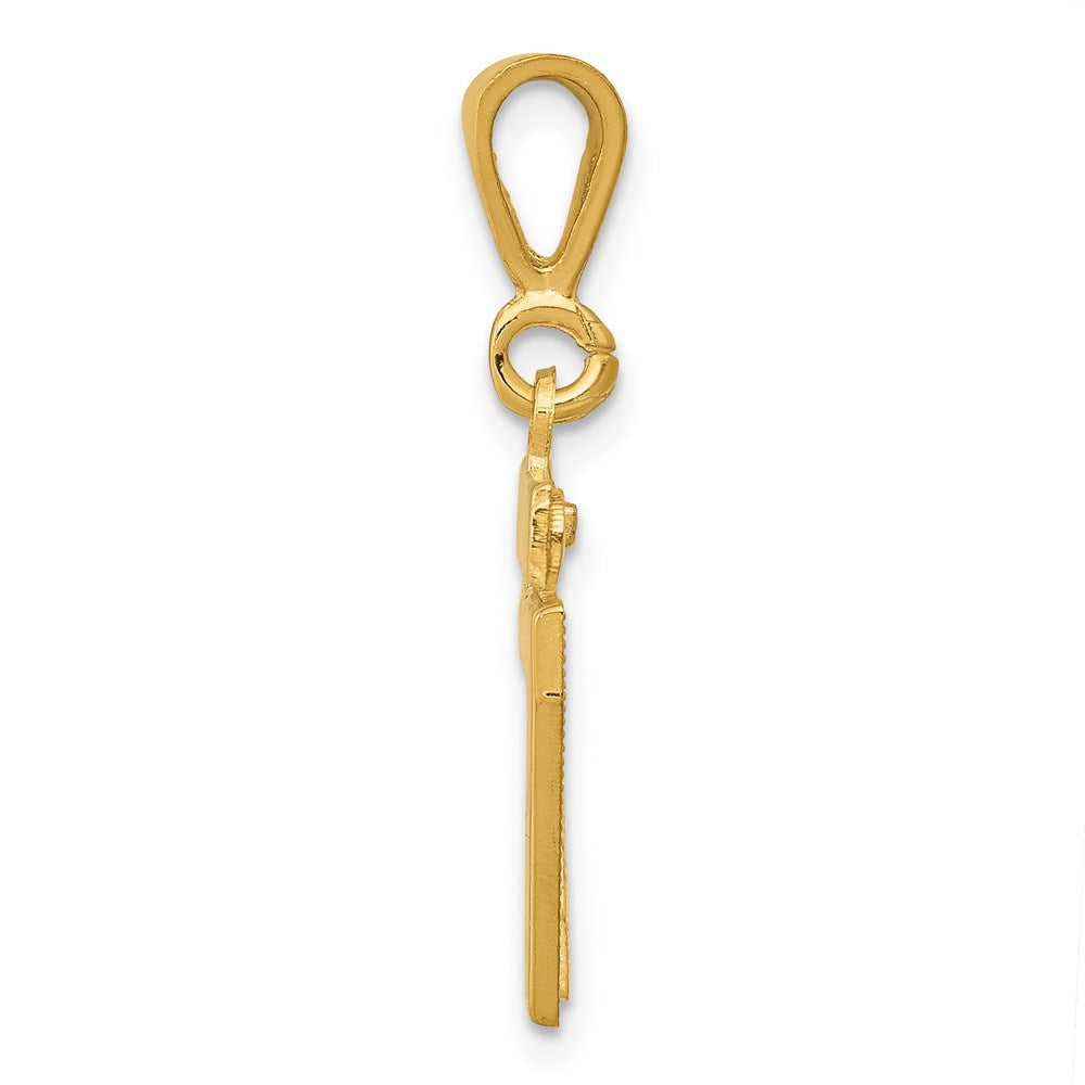 14K Gelbgold kleiner polierter Zahlen-Charm „47“
