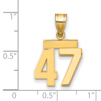 14K Gelbgold kleiner polierter Zahlen-Charm „47“