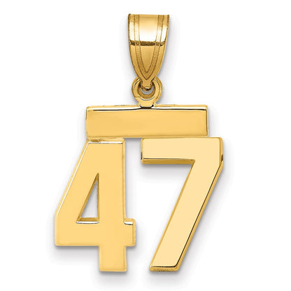 14K Gelbgold kleiner polierter Zahlen-Charm „47“
