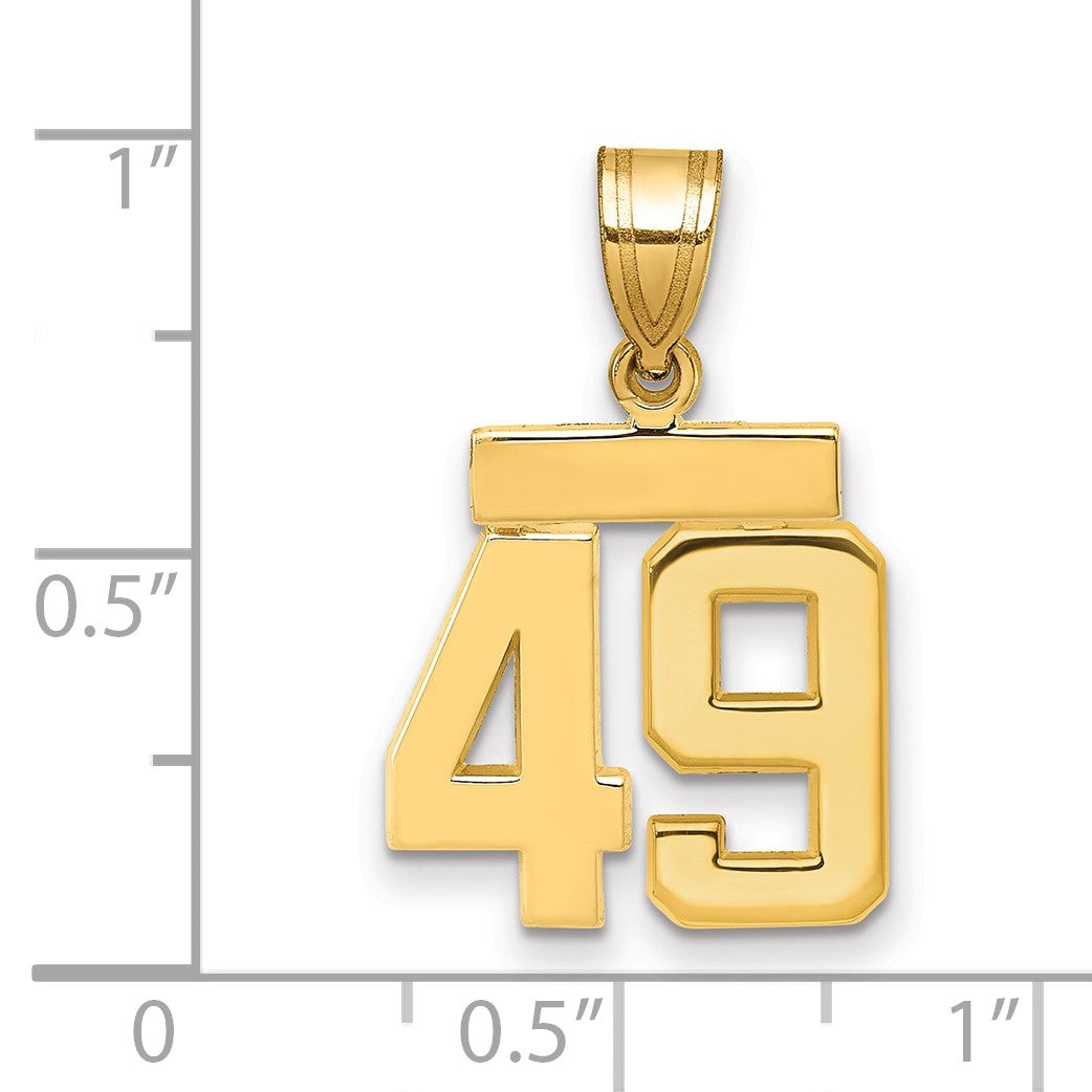 14K Gelbgold Kleiner Polierter Charm Zahl 49