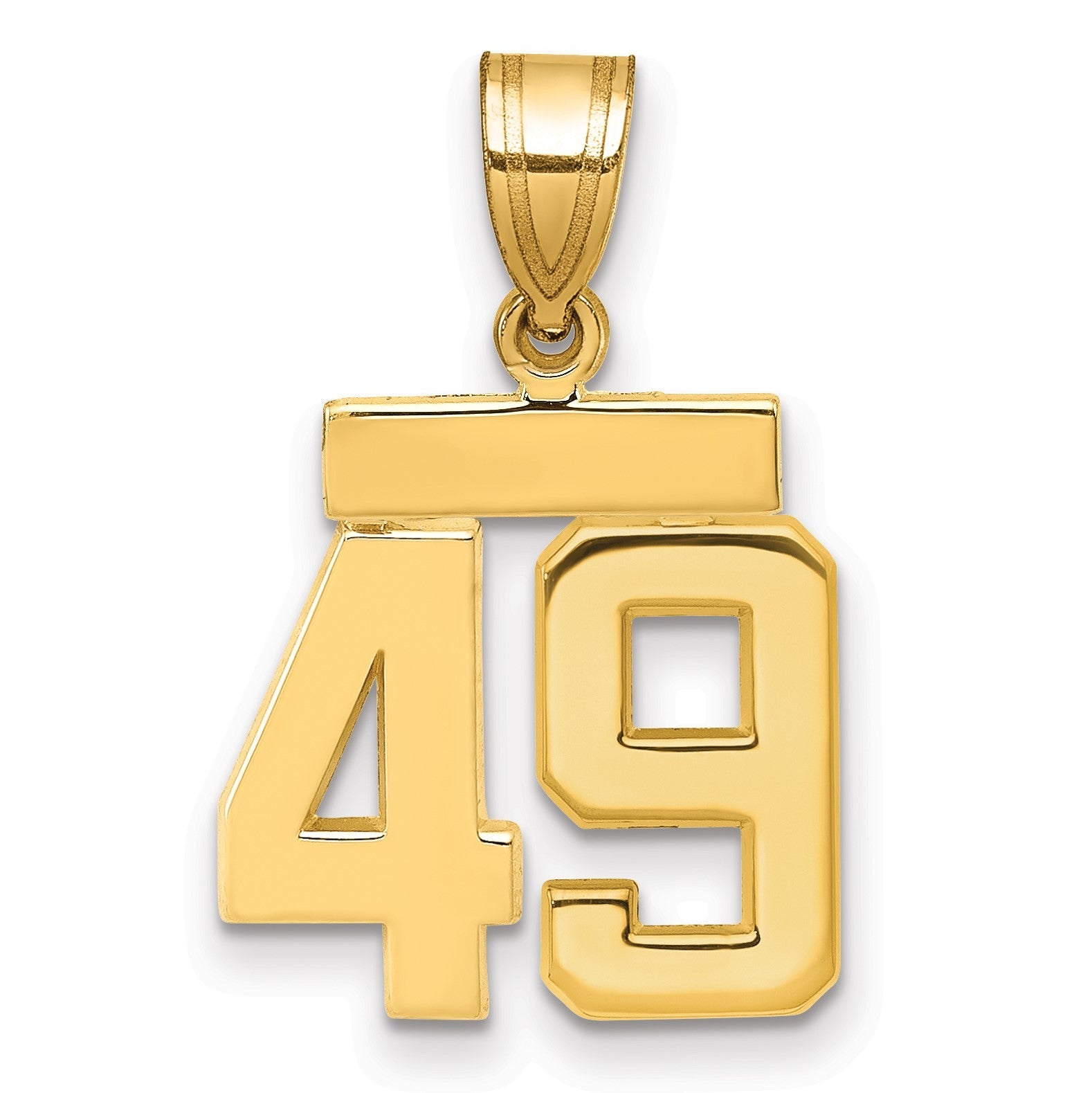 14K Gelbgold Kleiner Polierter Charm Zahl 49