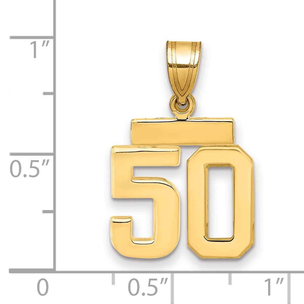 14K Gelbgold kleiner polierter Zahl-50-Charm