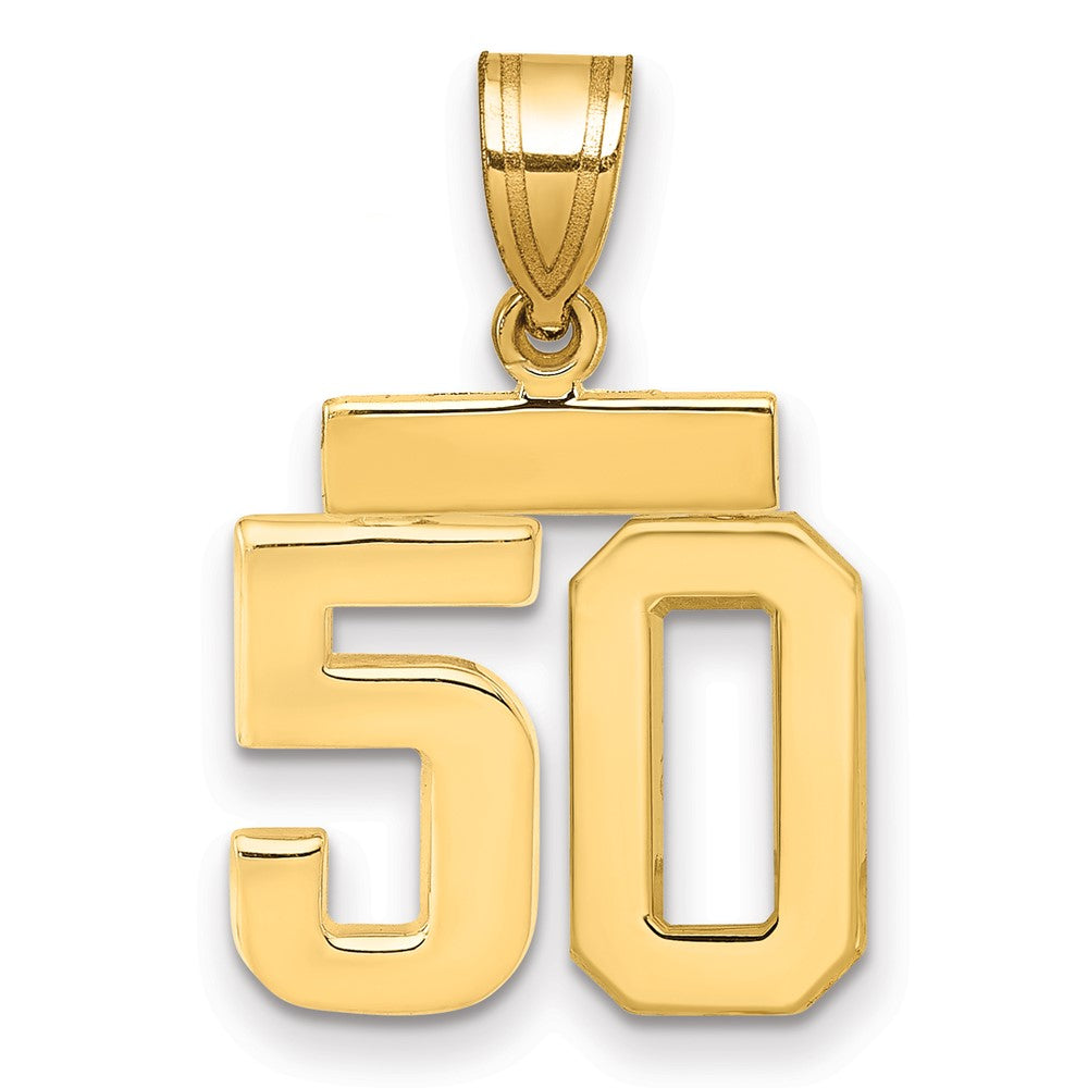 14K Gelbgold kleiner polierter Zahl-50-Charm
