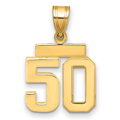 14K Gelbgold kleiner polierter Zahl-50-Charm