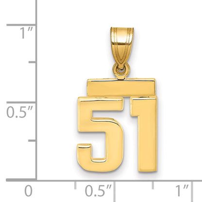 14K Gelbgold Kleiner Polierter Charm „Zahl 51“