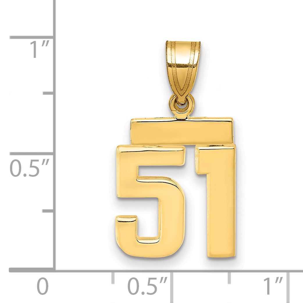 14K Gelbgold Kleiner Polierter Charm „Zahl 51“