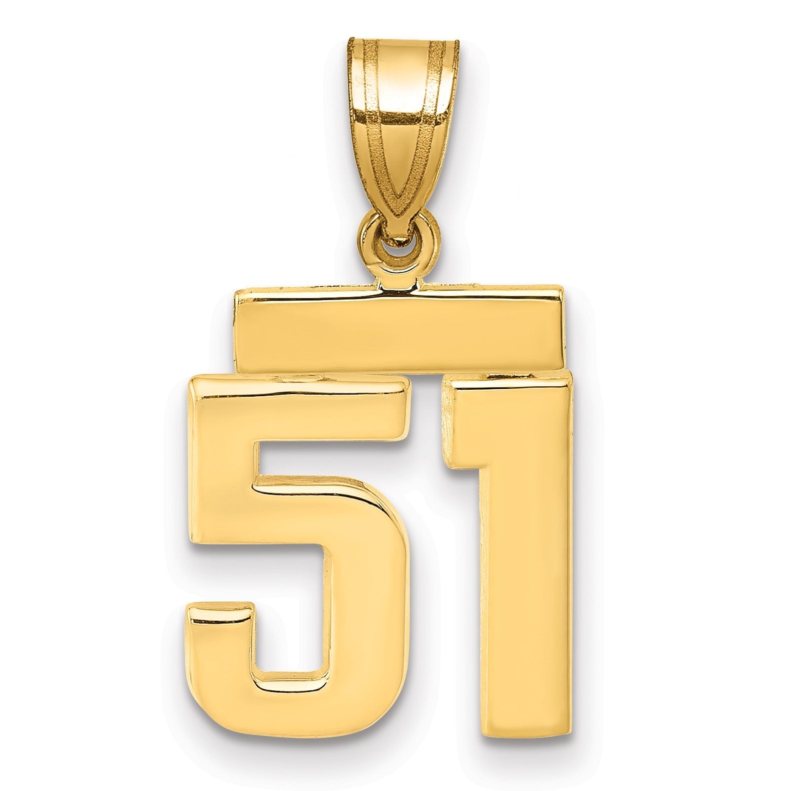 14K Gelbgold Kleiner Polierter Charm „Zahl 51“