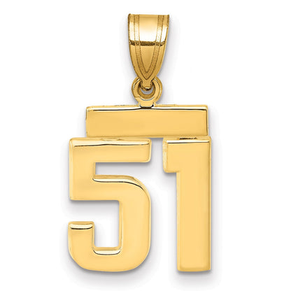 14K Gelbgold Kleiner Polierter Charm „Zahl 51“