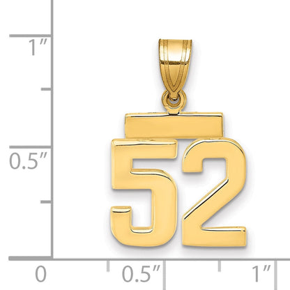 14K Gelbgold Kleiner Polierter Charm „Zahl 52“