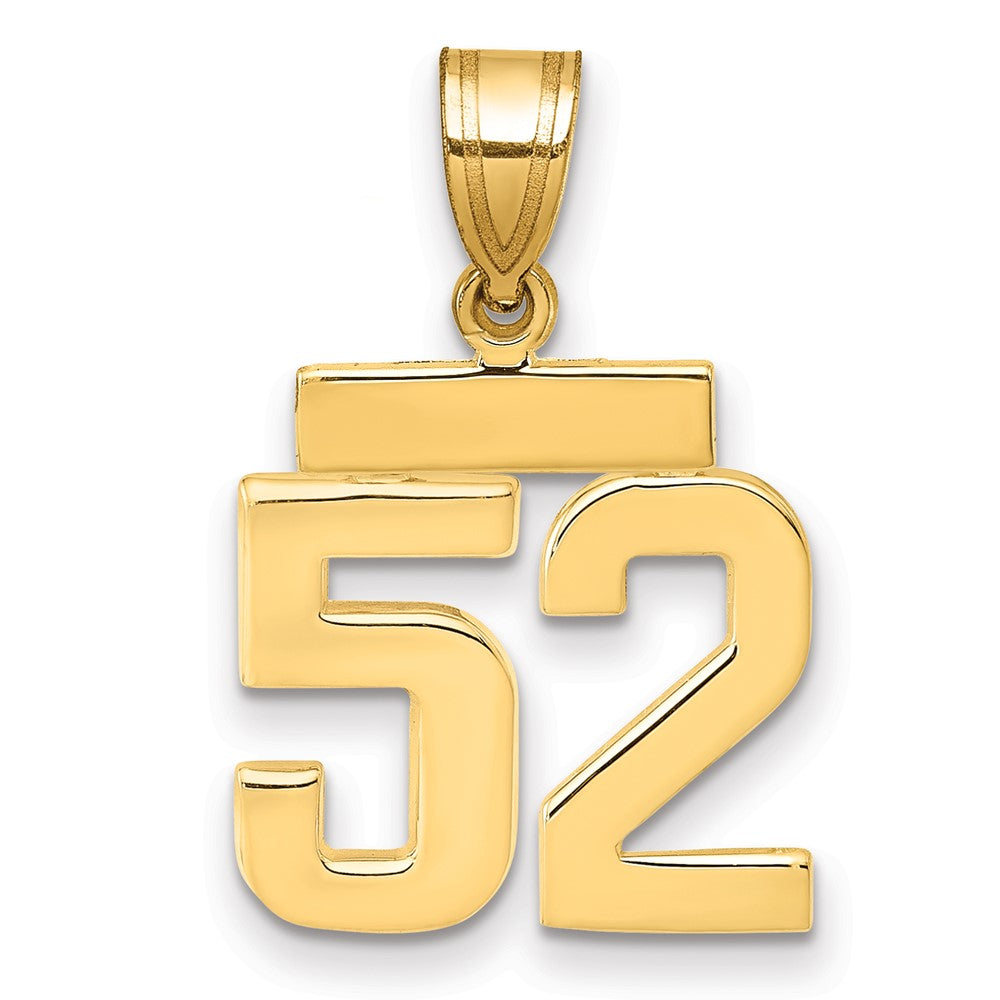 14K Gelbgold Kleiner Polierter Charm „Zahl 52“