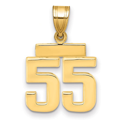 14K Gelbgold Kleiner Polierter Charm Zahl 55