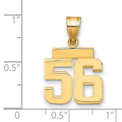 585 Gelbgold Kleiner Polierter Charm „Zahl 56“