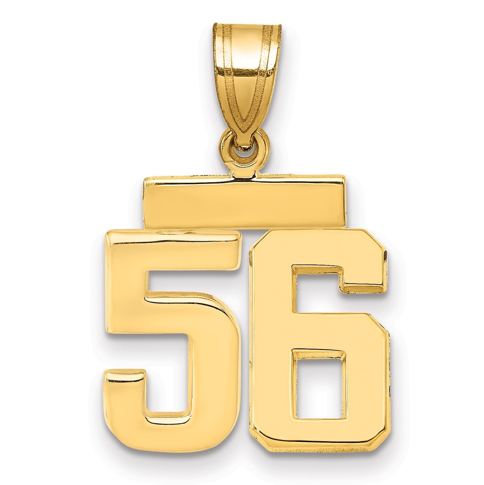 585 Gelbgold Kleiner Polierter Charm „Zahl 56“