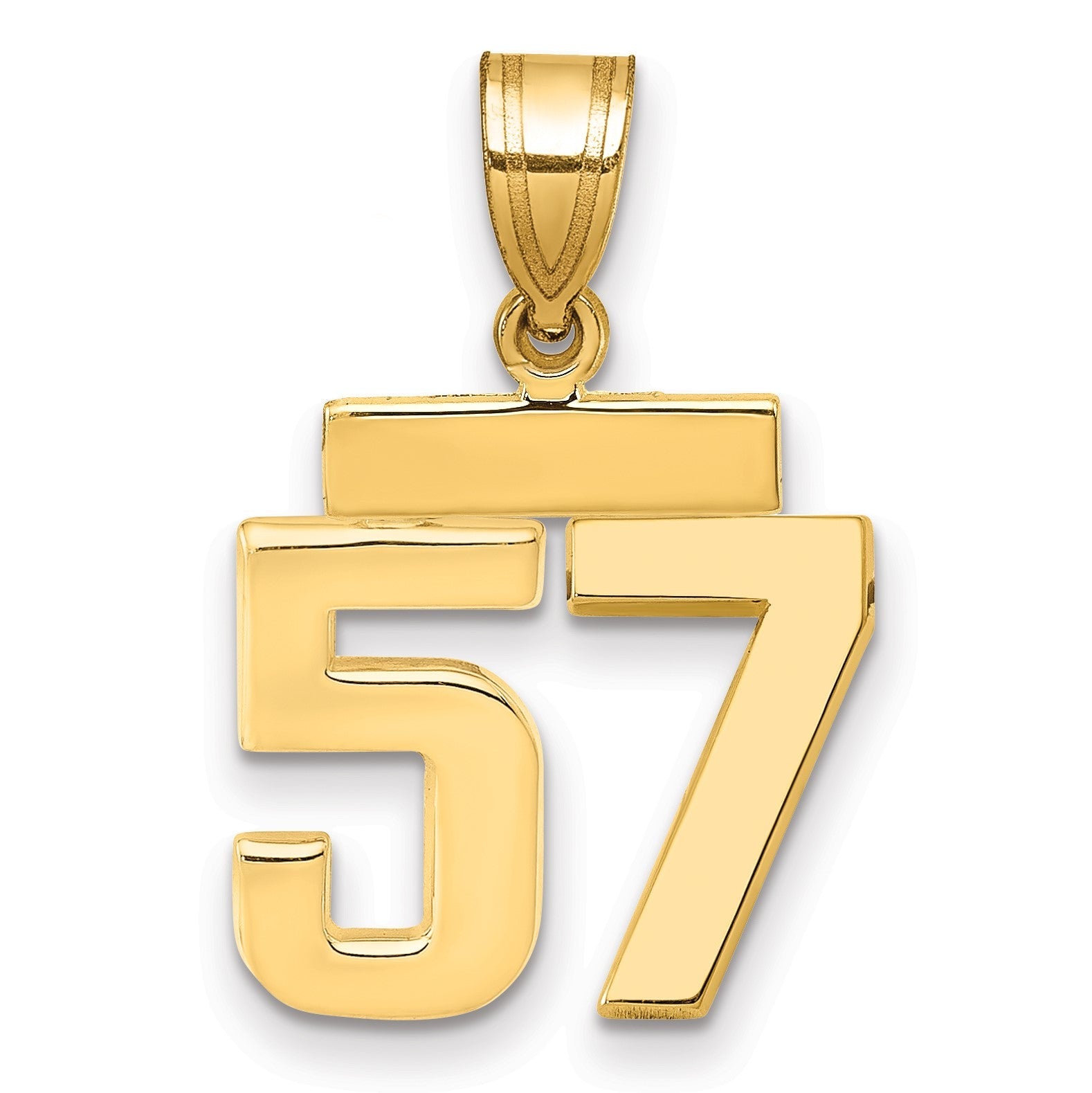 14K Gelbgold Kleiner Polierter Charm Zahl 57