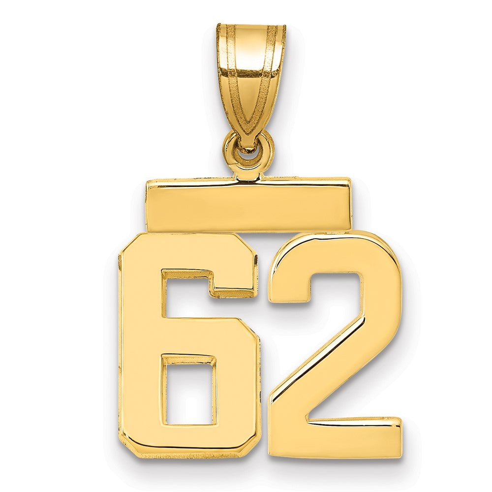 14K Gelbgold Kleiner Polierter Charm „Zahl 62“
