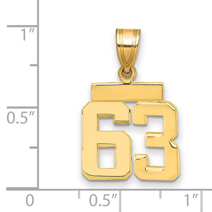 14K Gelbgold Kleiner Polierter Charm „Zahl 63“
