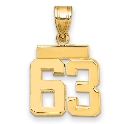 14K Gelbgold Kleiner Polierter Charm „Zahl 63“