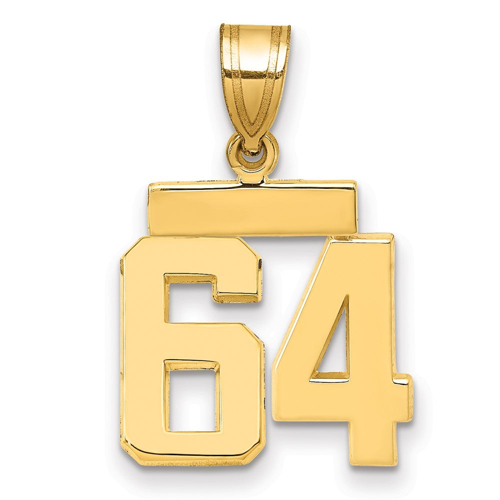 14K Gelbgold Kleiner Polierter Charm "Zahl 64