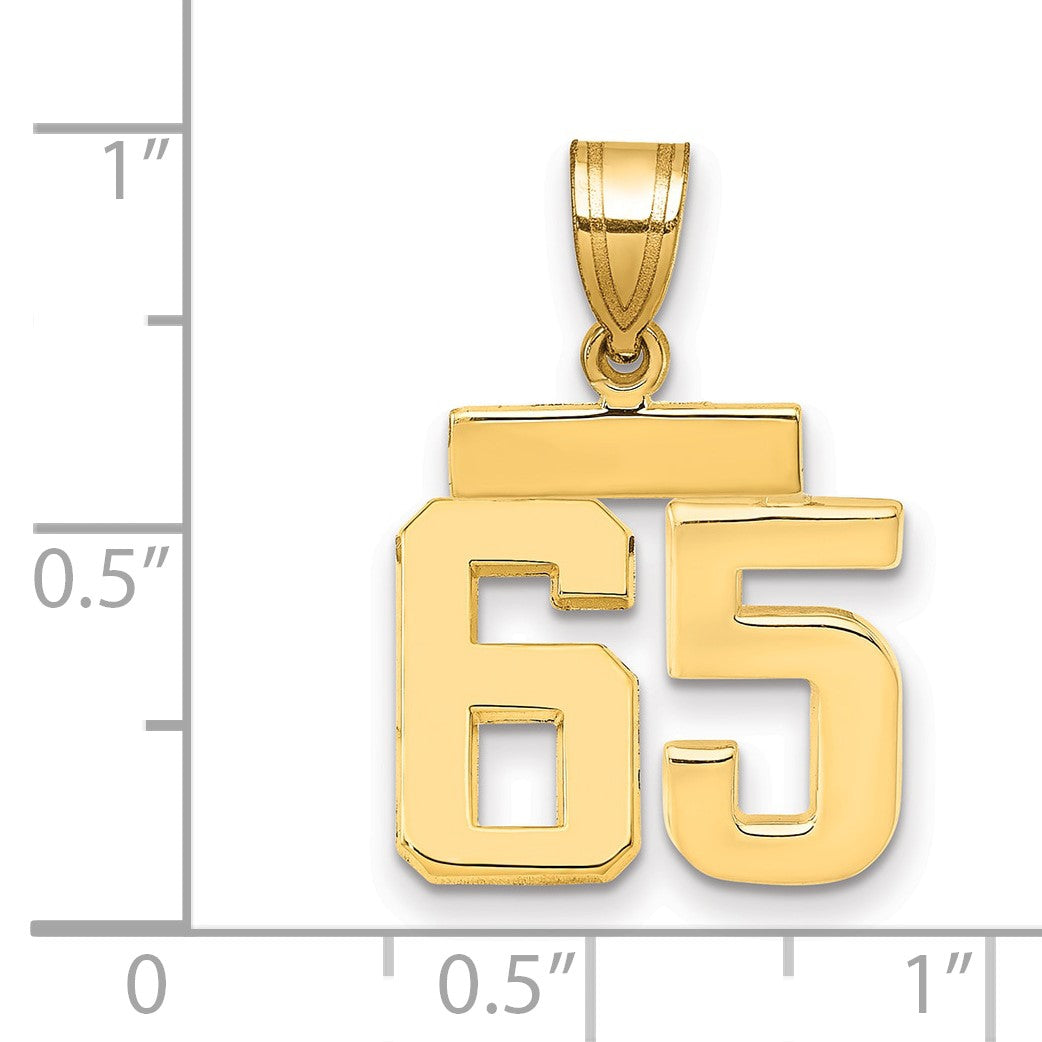 14K Gelbgold kleiner polierter Charm Zahl 65
