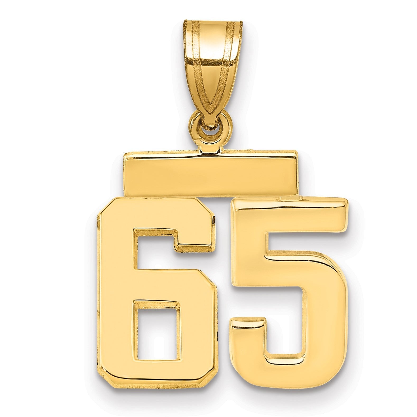 14K Gelbgold kleiner polierter Charm Zahl 65
